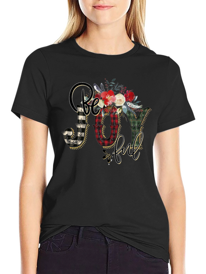 Be Joyful Floral Plaid Graphic Tee