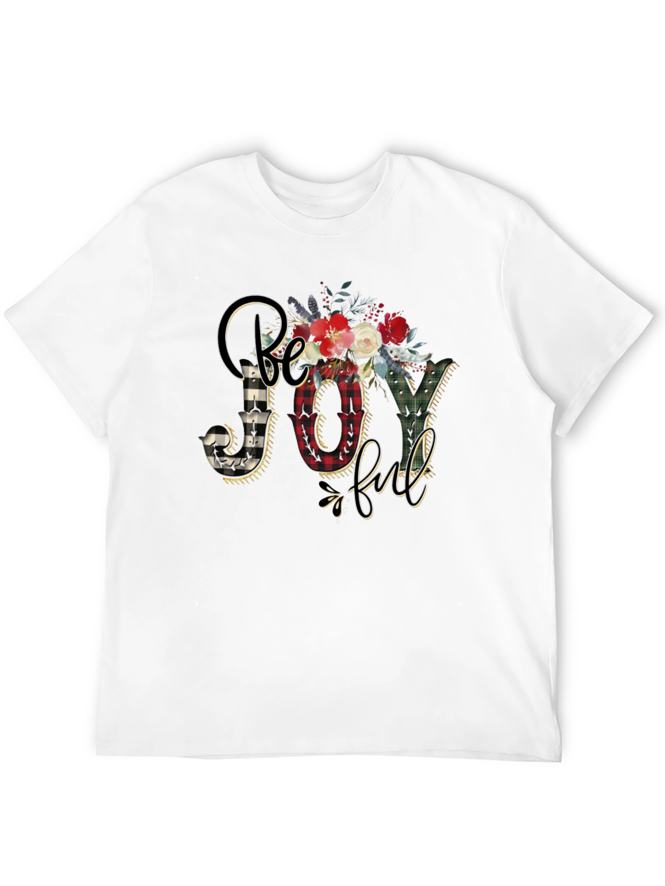 Be Joyful Floral Plaid Graphic Tee
