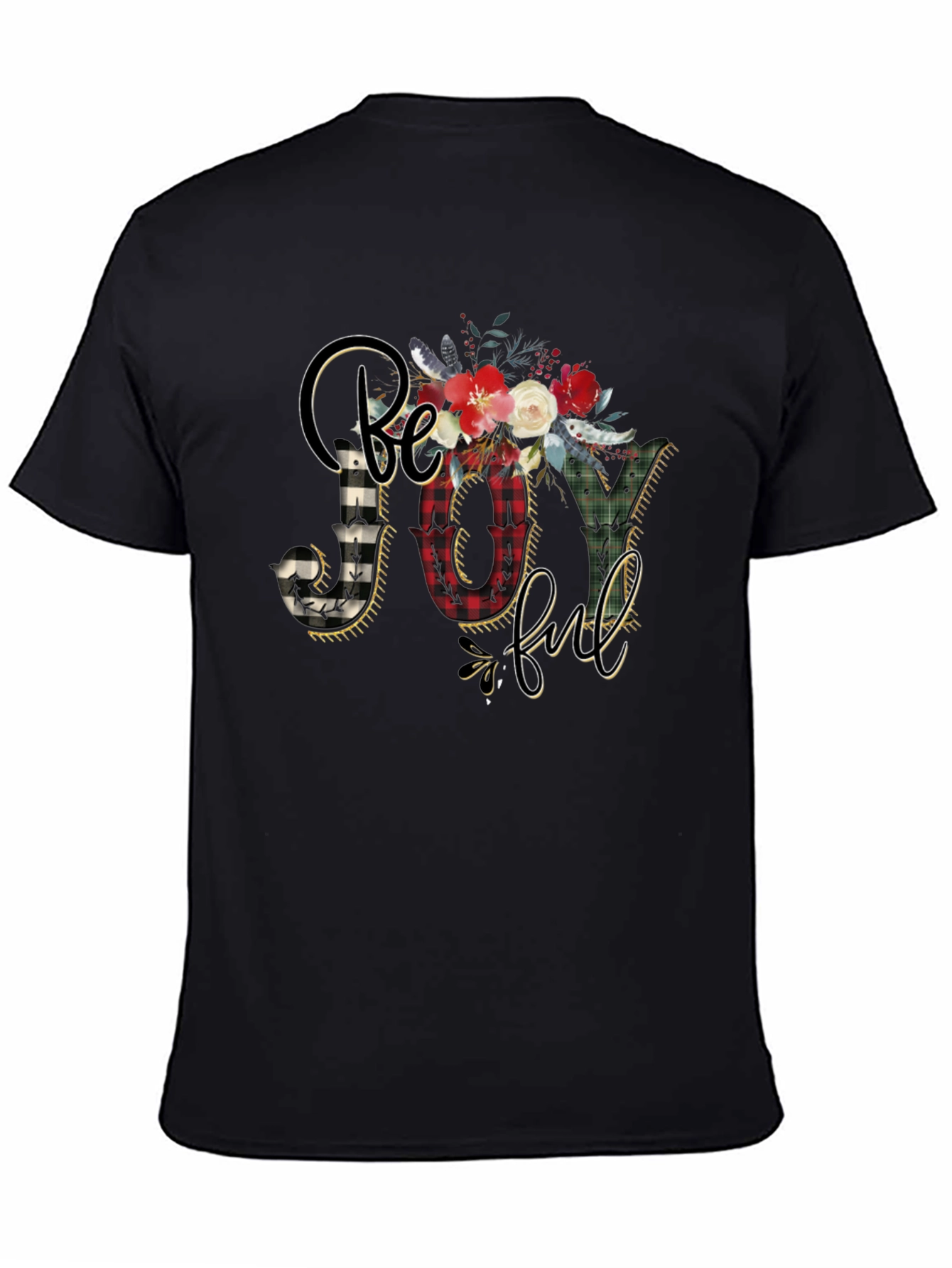 Be Joyful Floral Plaid Graphic Tee