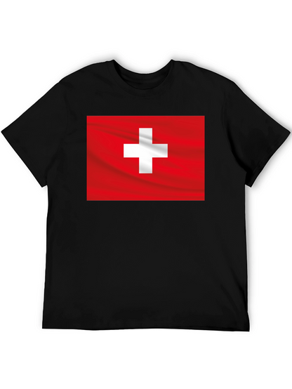 Swiss Flag Graphic Black T-Shirt