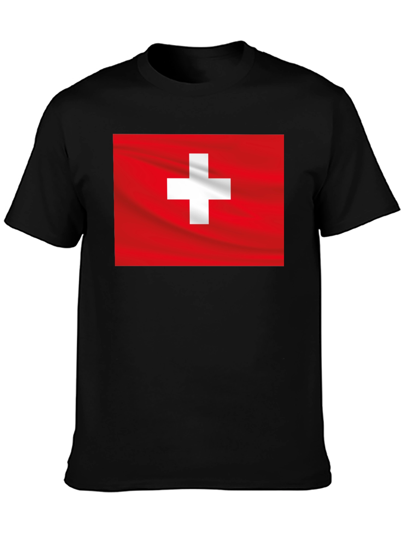 Swiss Flag Graphic Black T-Shirt