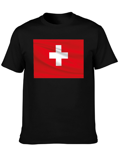 Swiss Flag Graphic Black T-Shirt