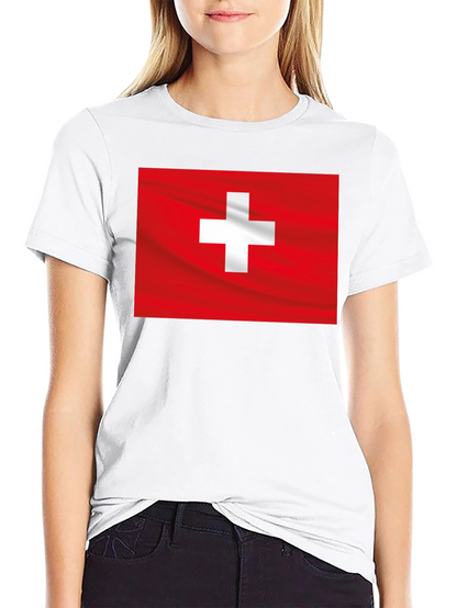 Swiss Flag Graphic Black T-Shirt