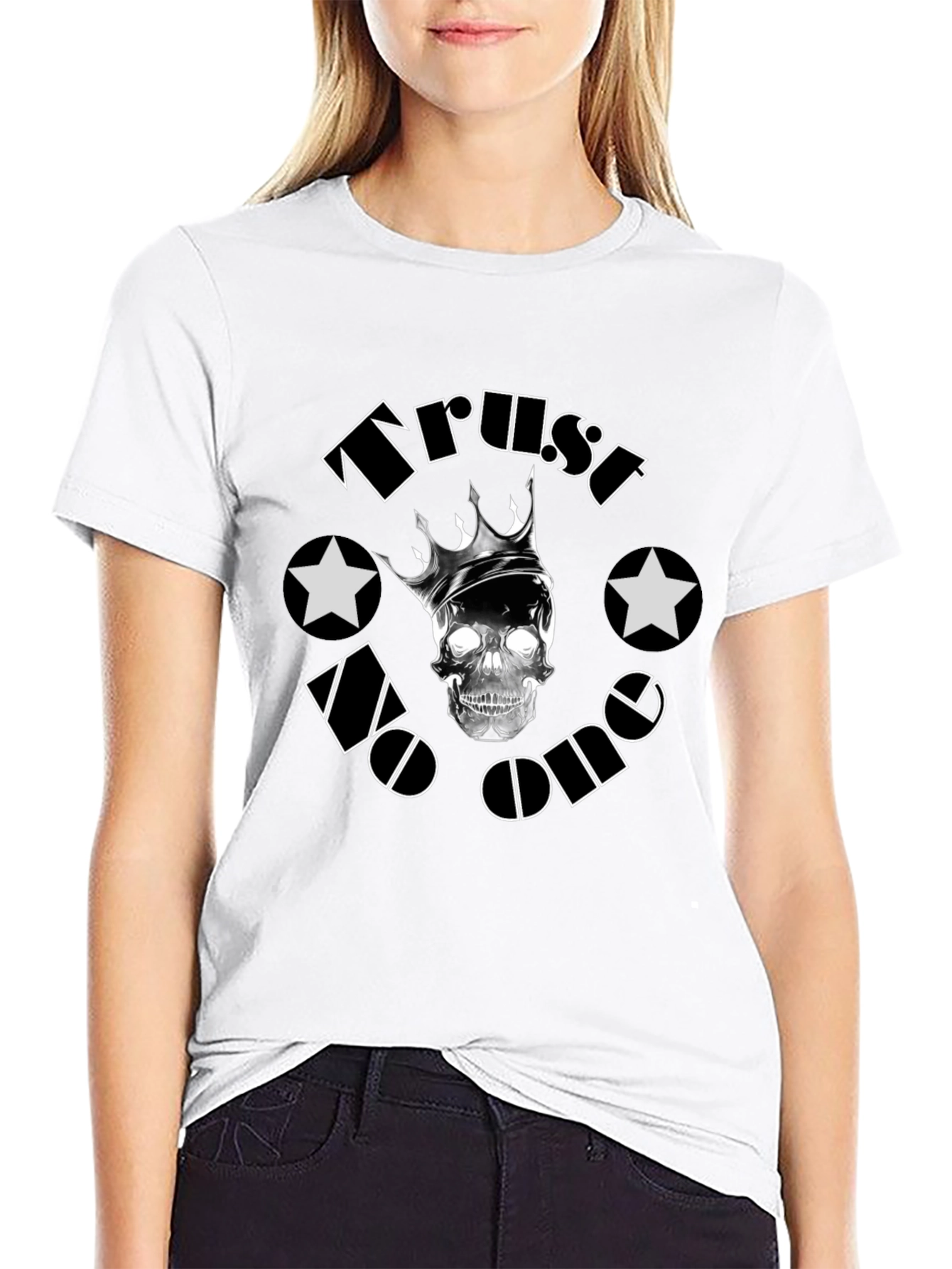 Trust No One Skull Crown Black T-Shirt