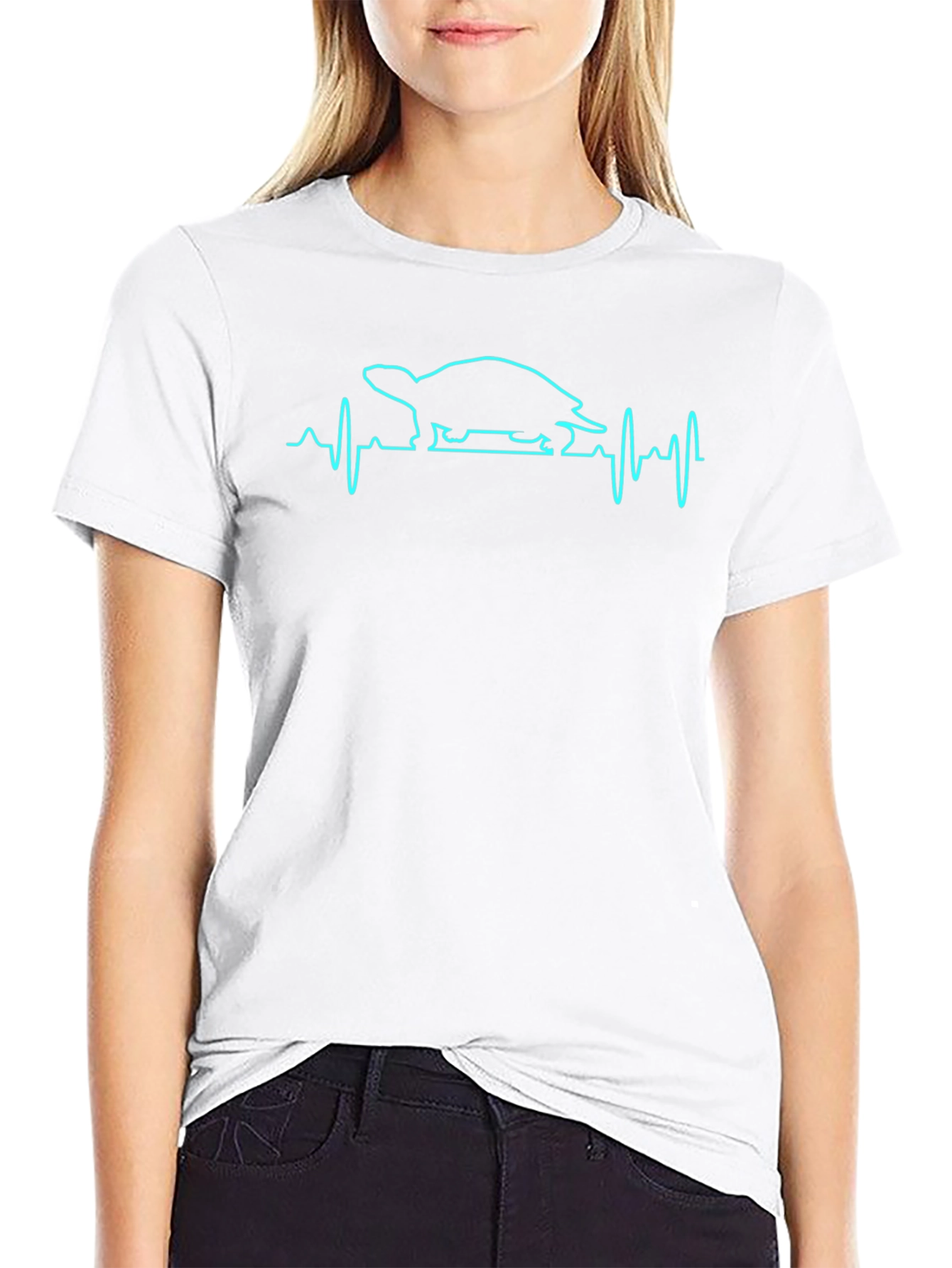Turtle Heartbeat Graphic Tee - Black