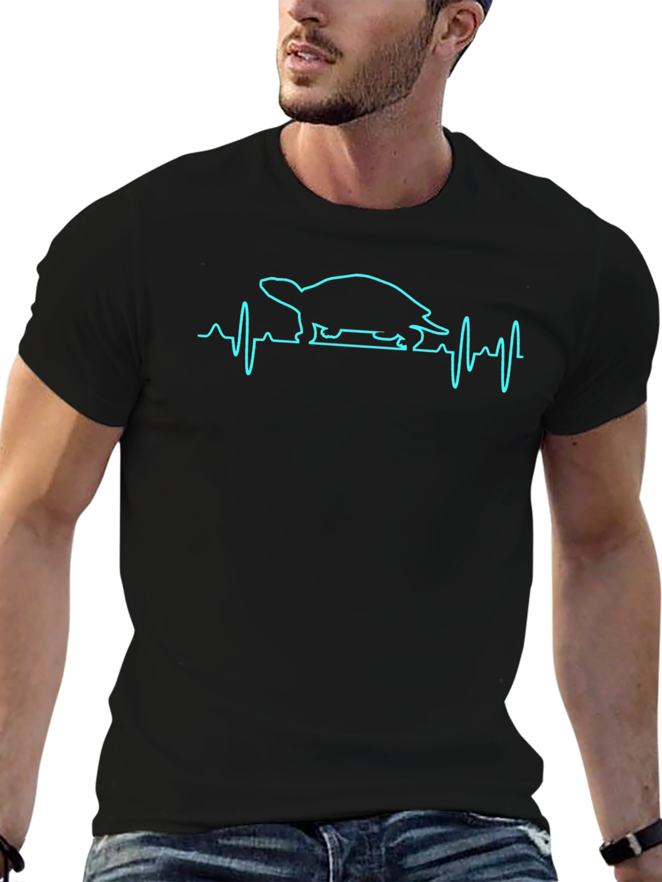 Turtle Heartbeat Graphic Tee - Black