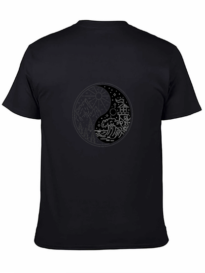 Yin Yang Nature Graphic Tee - Unisex Black T-Shirt