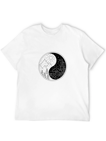 Yin Yang Nature Graphic Tee - Unisex Black T-Shirt