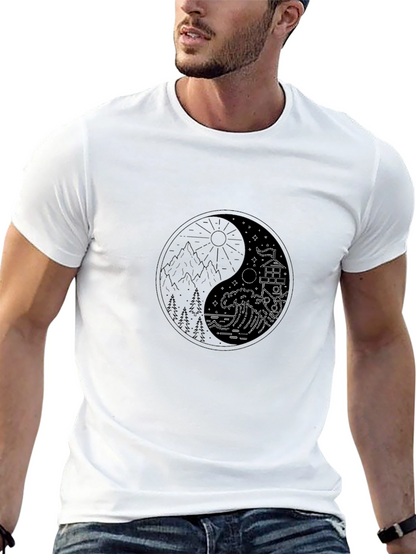 Yin Yang Nature Graphic Tee - Unisex Black T-Shirt