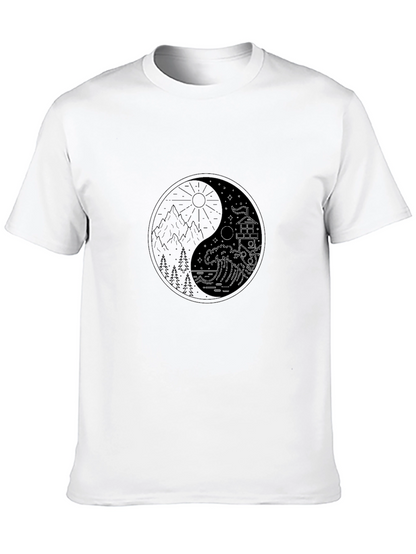Yin Yang Nature Graphic Tee - Unisex Black T-Shirt