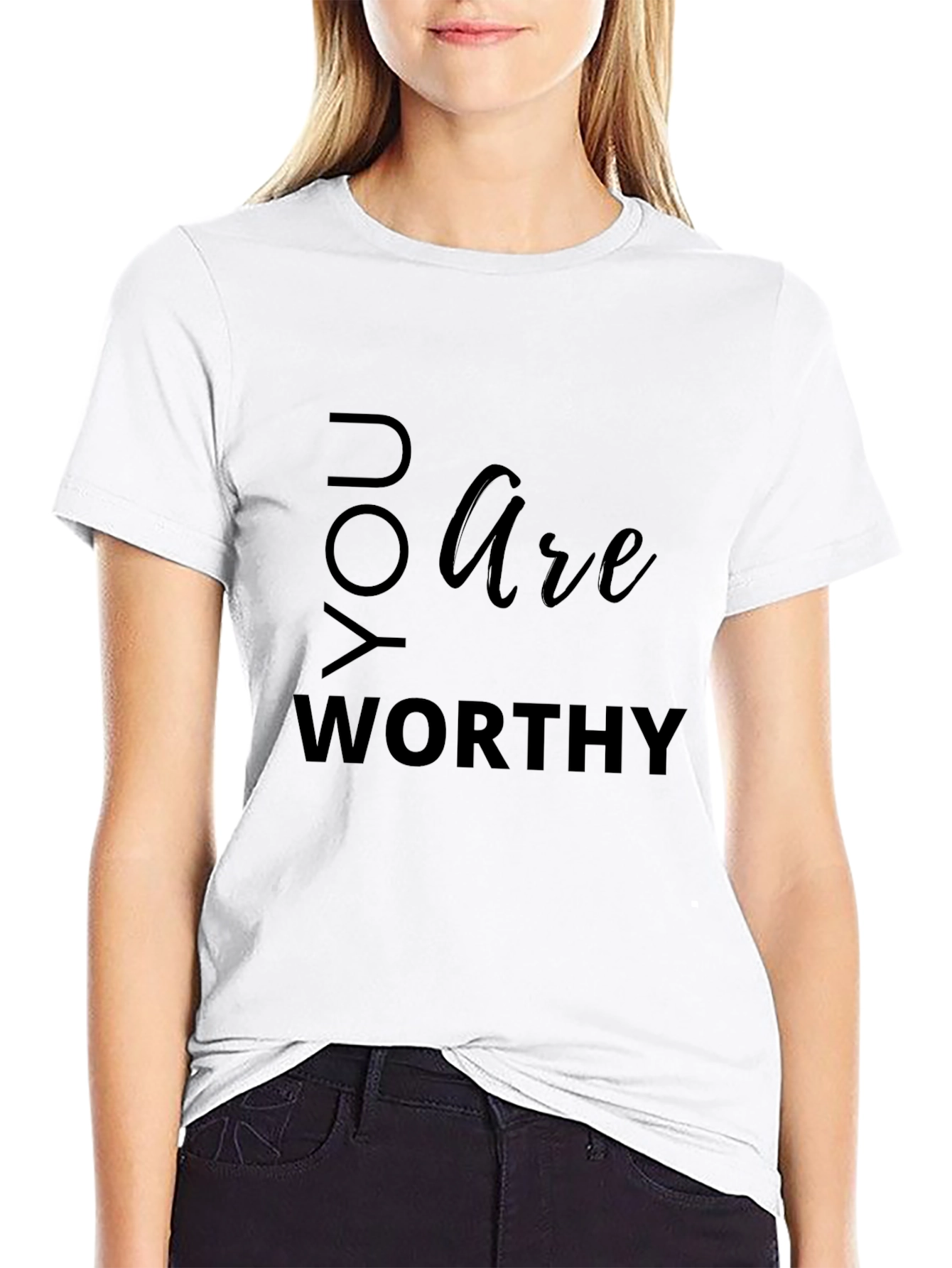 You Are Worthy Black Graphic Tee