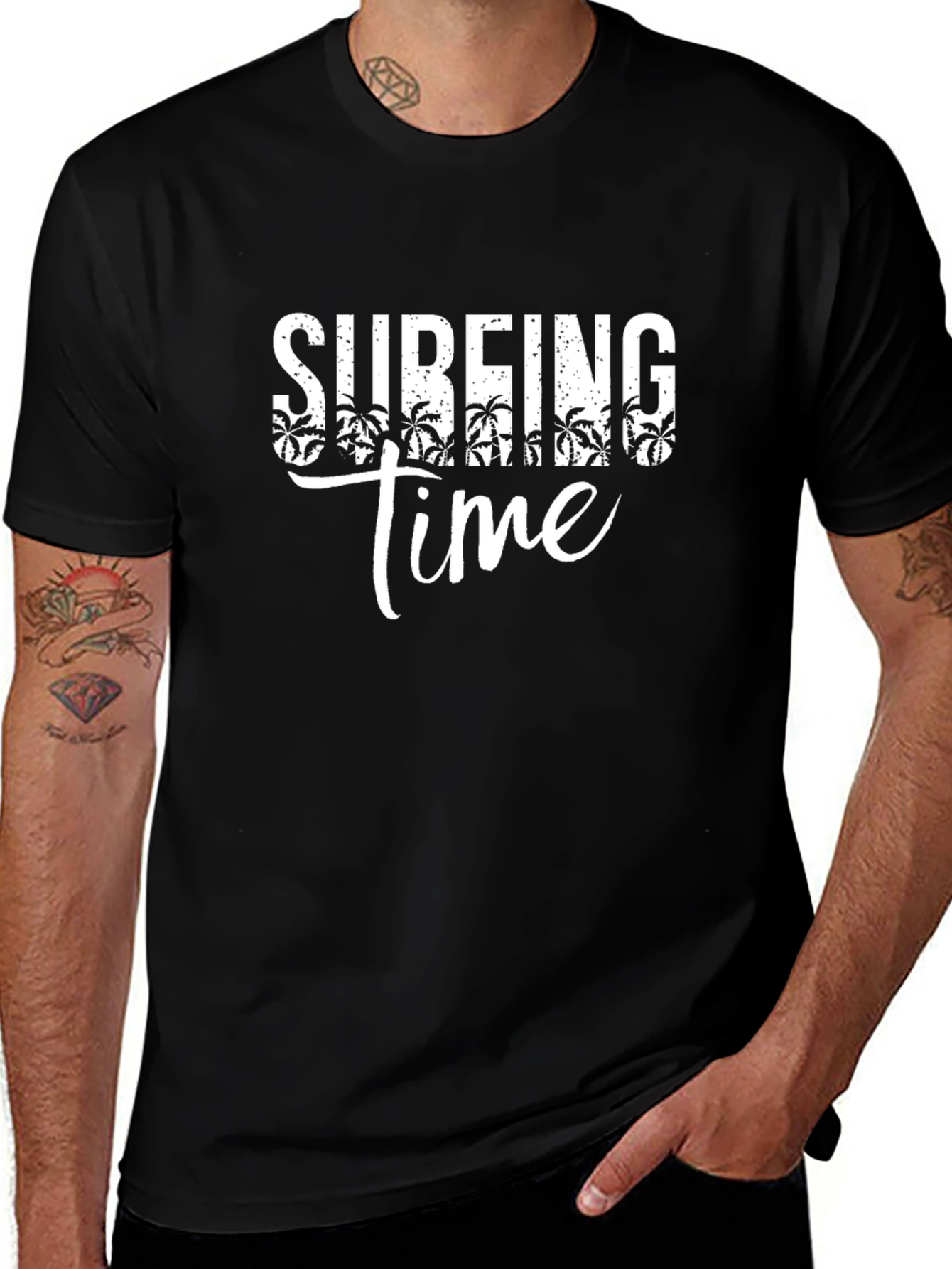 Surfing Time Black Graphic Tee