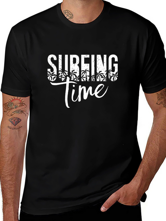 Surfing Time Black Graphic Tee