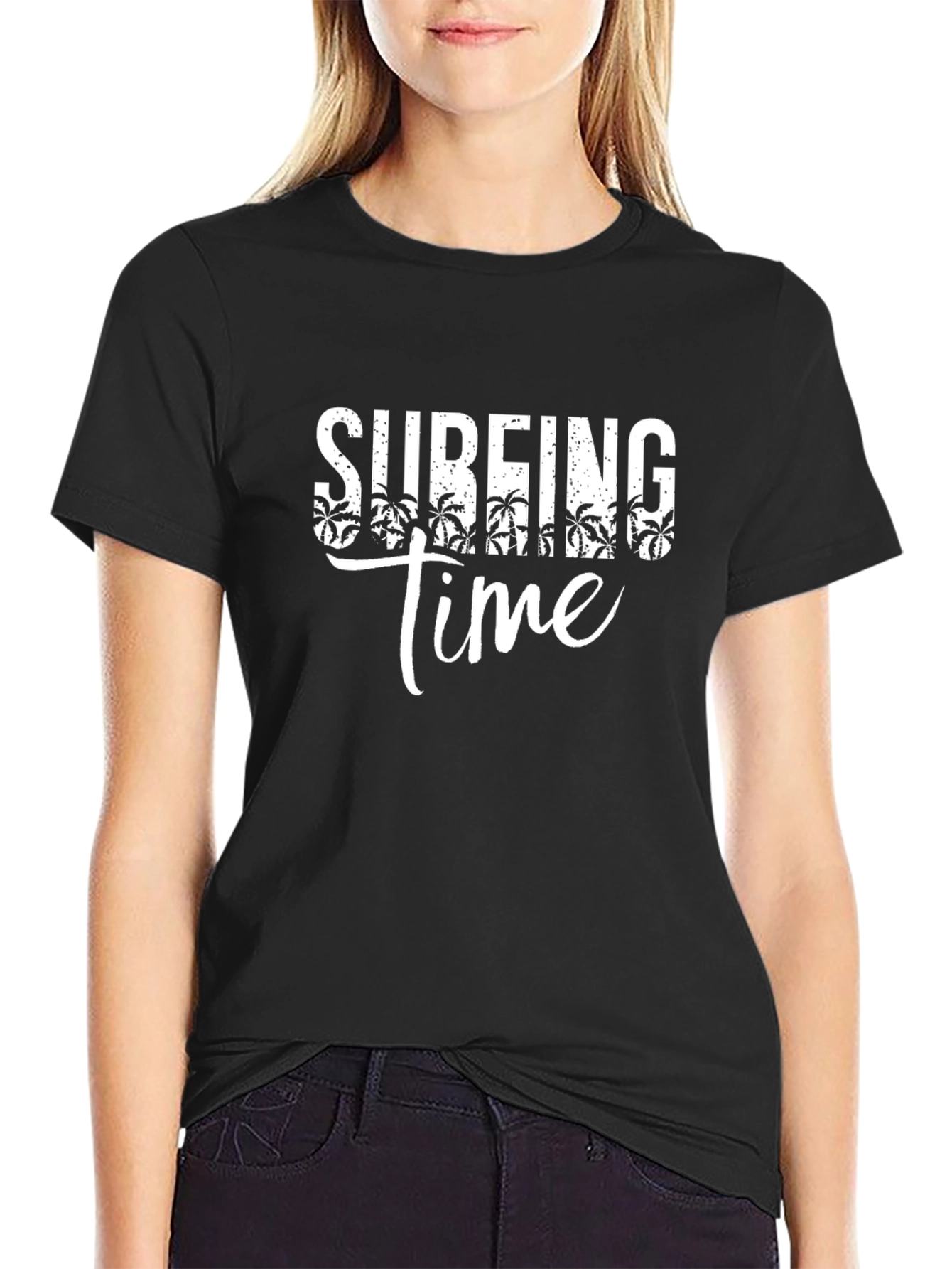 Surfing Time Black Graphic Tee