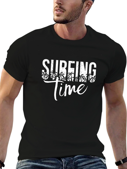 Surfing Time Black Graphic Tee