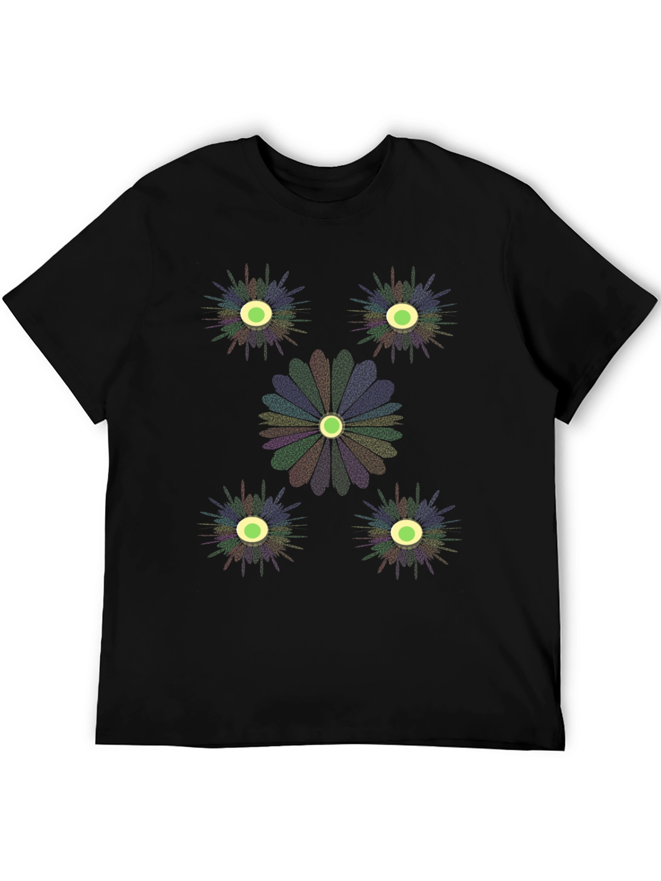 Unique Floral Graphic Print Black T-Shirt