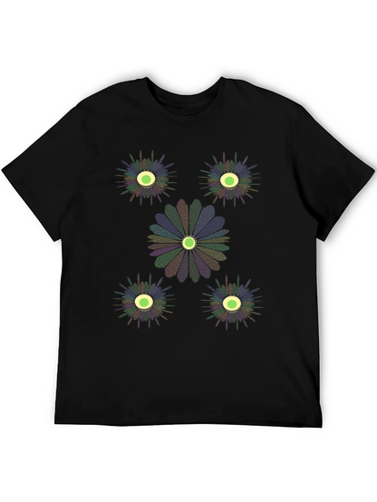 Unique Floral Graphic Print Black T-Shirt