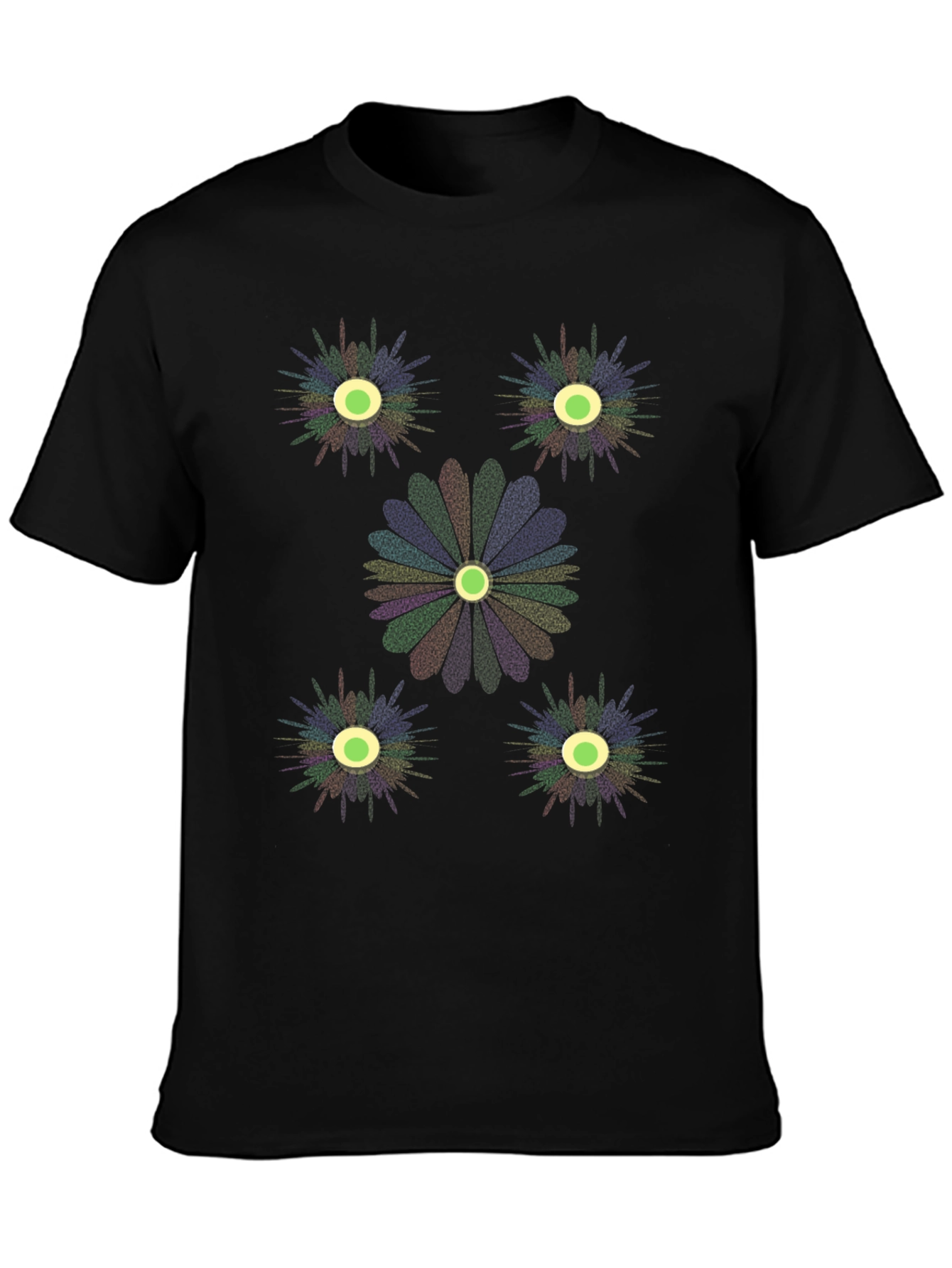Unique Floral Graphic Print Black T-Shirt