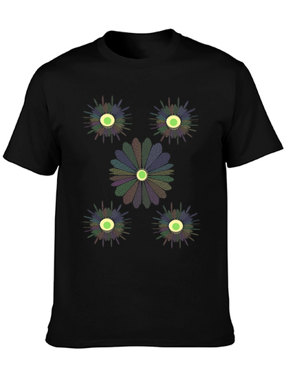 Unique Floral Graphic Print Black T-Shirt