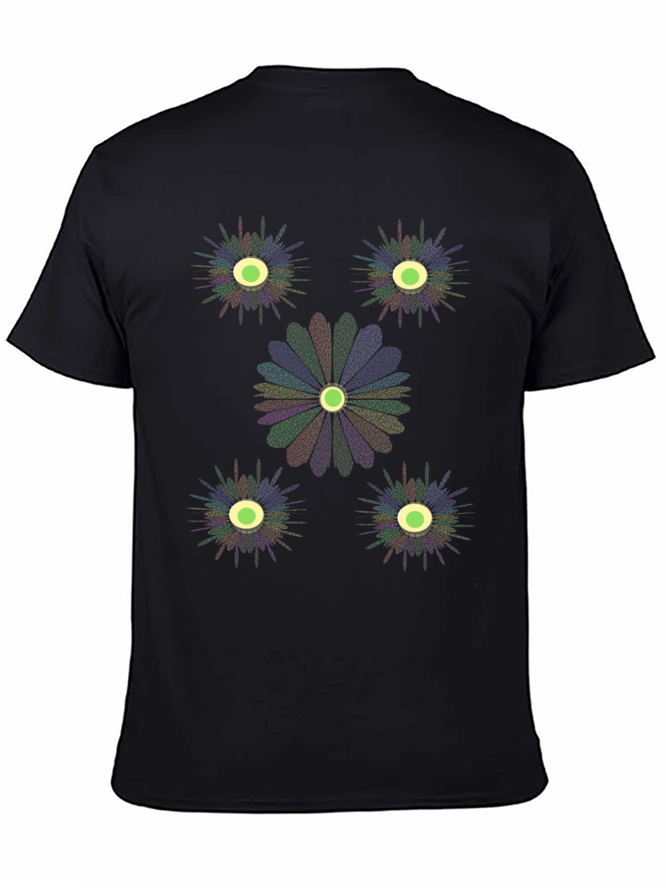 Unique Floral Graphic Print Black T-Shirt