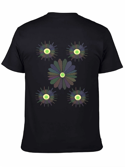 Unique Floral Graphic Print Black T-Shirt