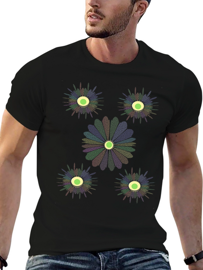 Unique Floral Graphic Print Black T-Shirt