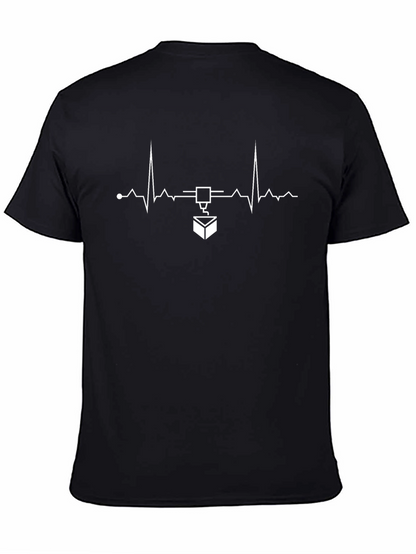 3D Printing Heartbeat T-Shirt - Black