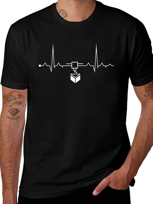 3D Printing Heartbeat T-Shirt - Black