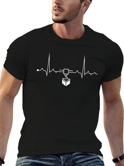 3D Printing Heartbeat T-Shirt - Black