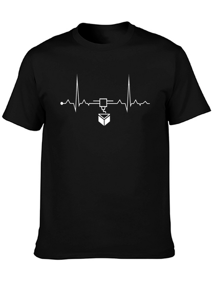 3D Printing Heartbeat T-Shirt - Black