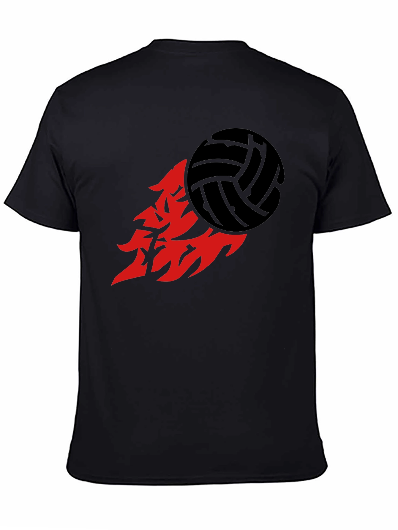 Volleyball Flame Graphic Tee - Sporty Black T-Shirt