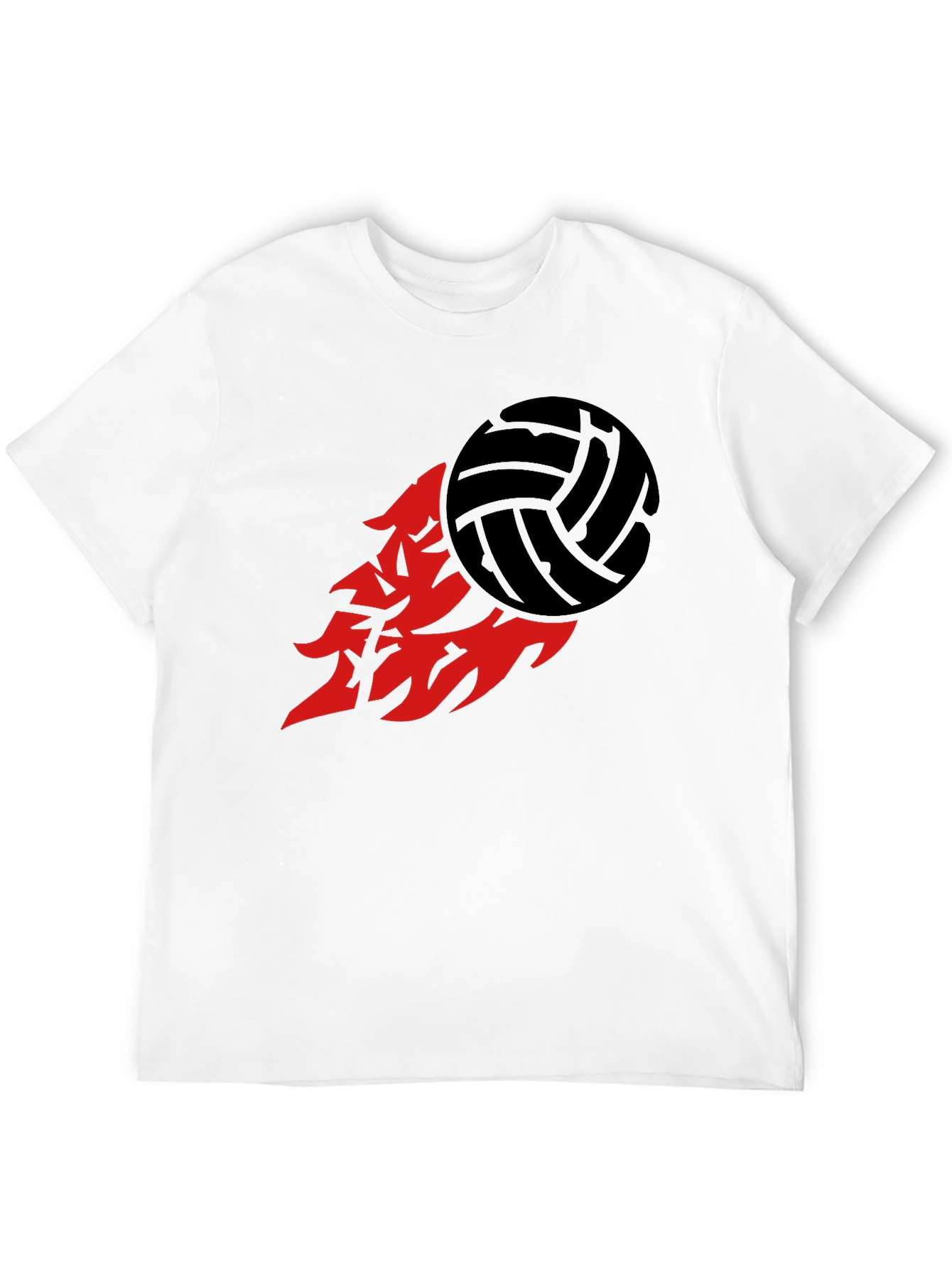 Volleyball Flame Graphic Tee - Sporty Black T-Shirt