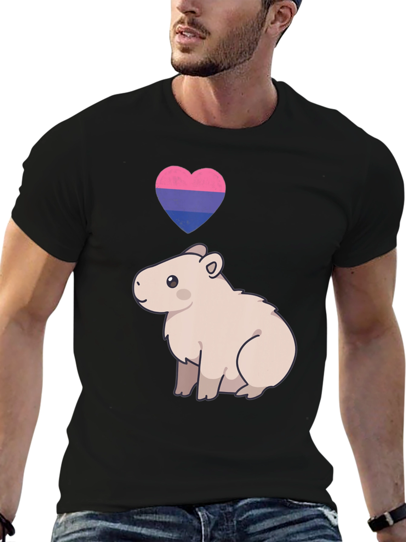 Bisexual Capybara Heart T-Shirt - Unisex