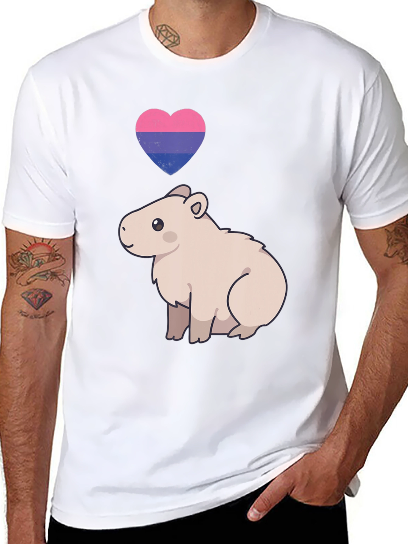 Bisexual Capybara Heart T-Shirt - Unisex