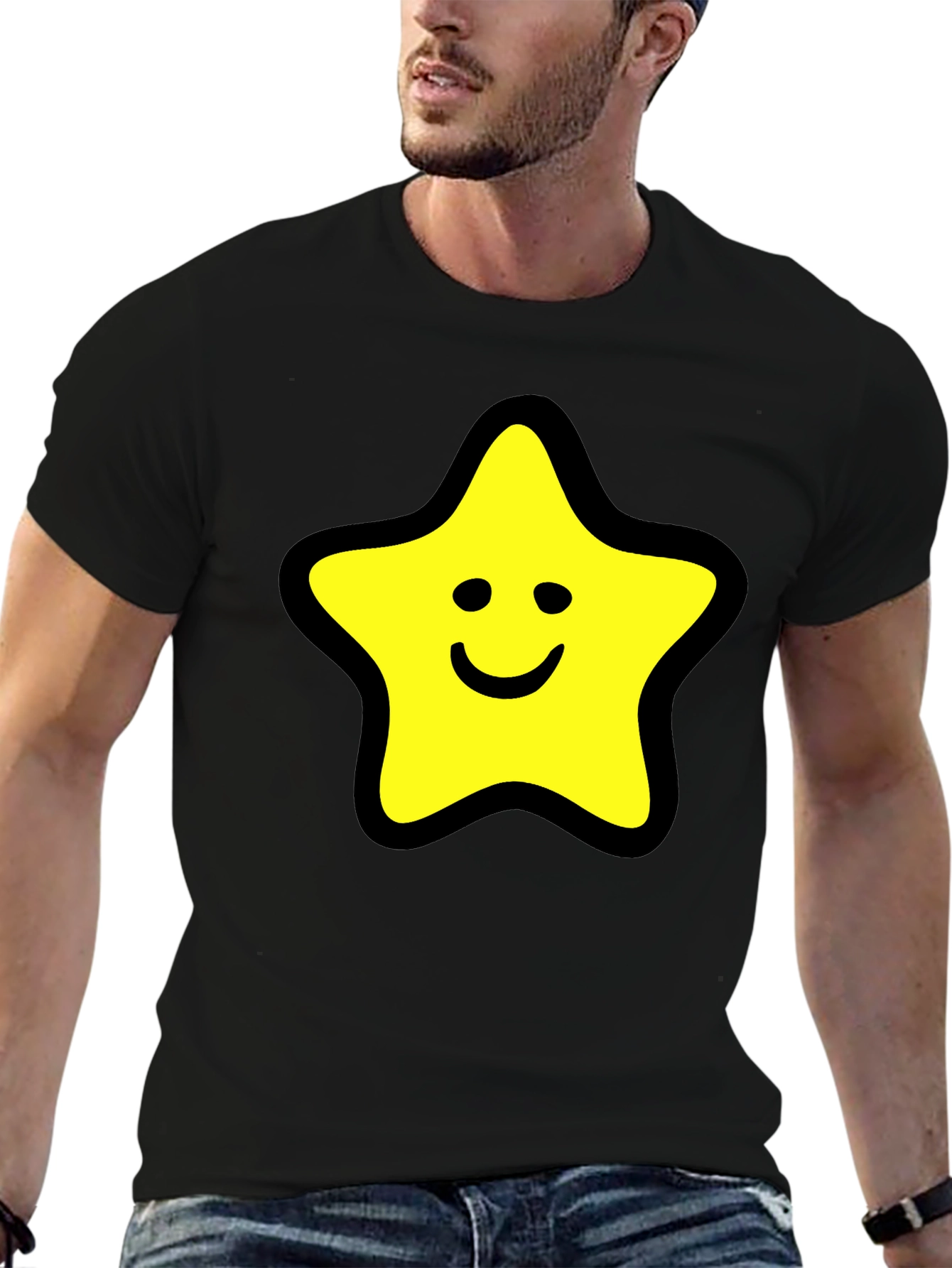 Star Graphic Black T-Shirt - Comfortable Cotton Blend