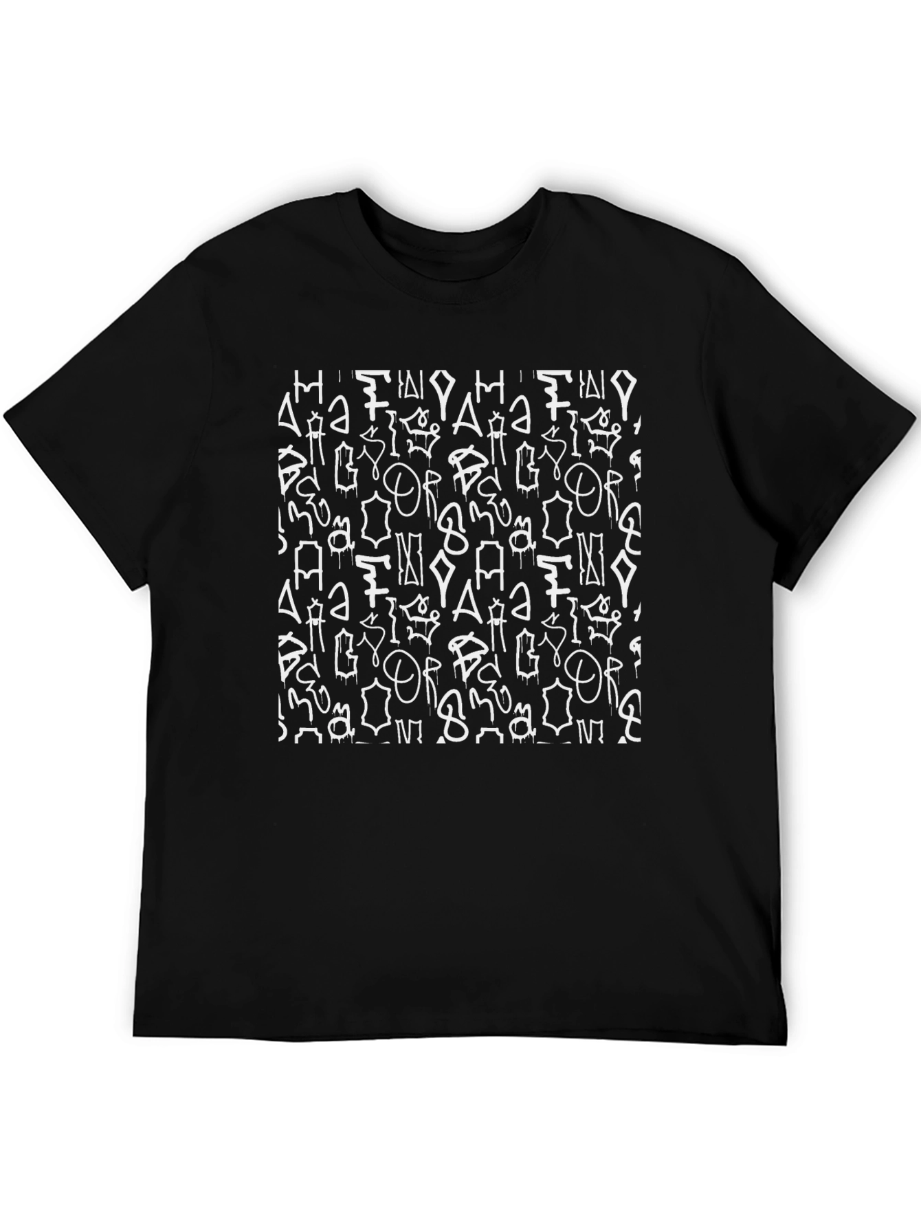Abstract Graphic Print T-Shirt - Black