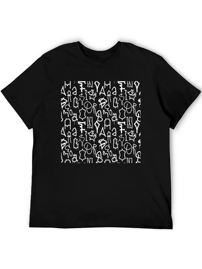 Abstract Graphic Print T-Shirt - Black