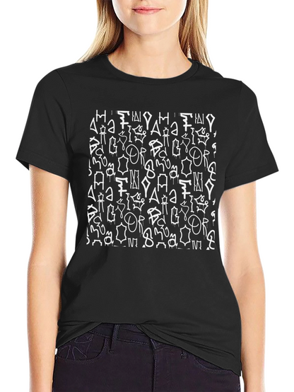 Abstract Graphic Print T-Shirt - Black