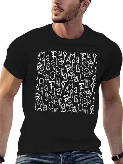 Abstract Graphic Print T-Shirt - Black