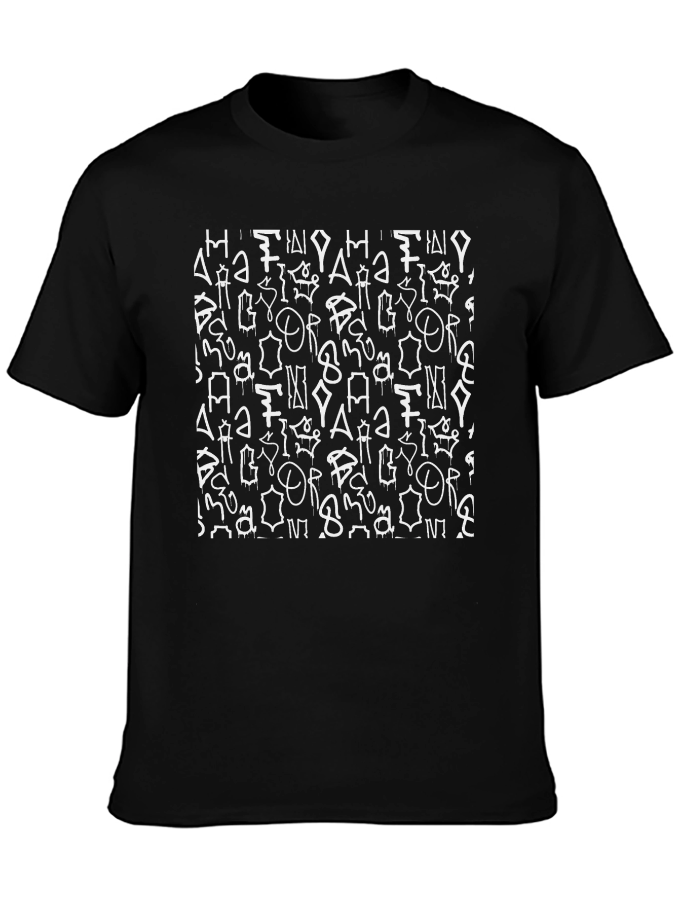 Abstract Graphic Print T-Shirt - Black