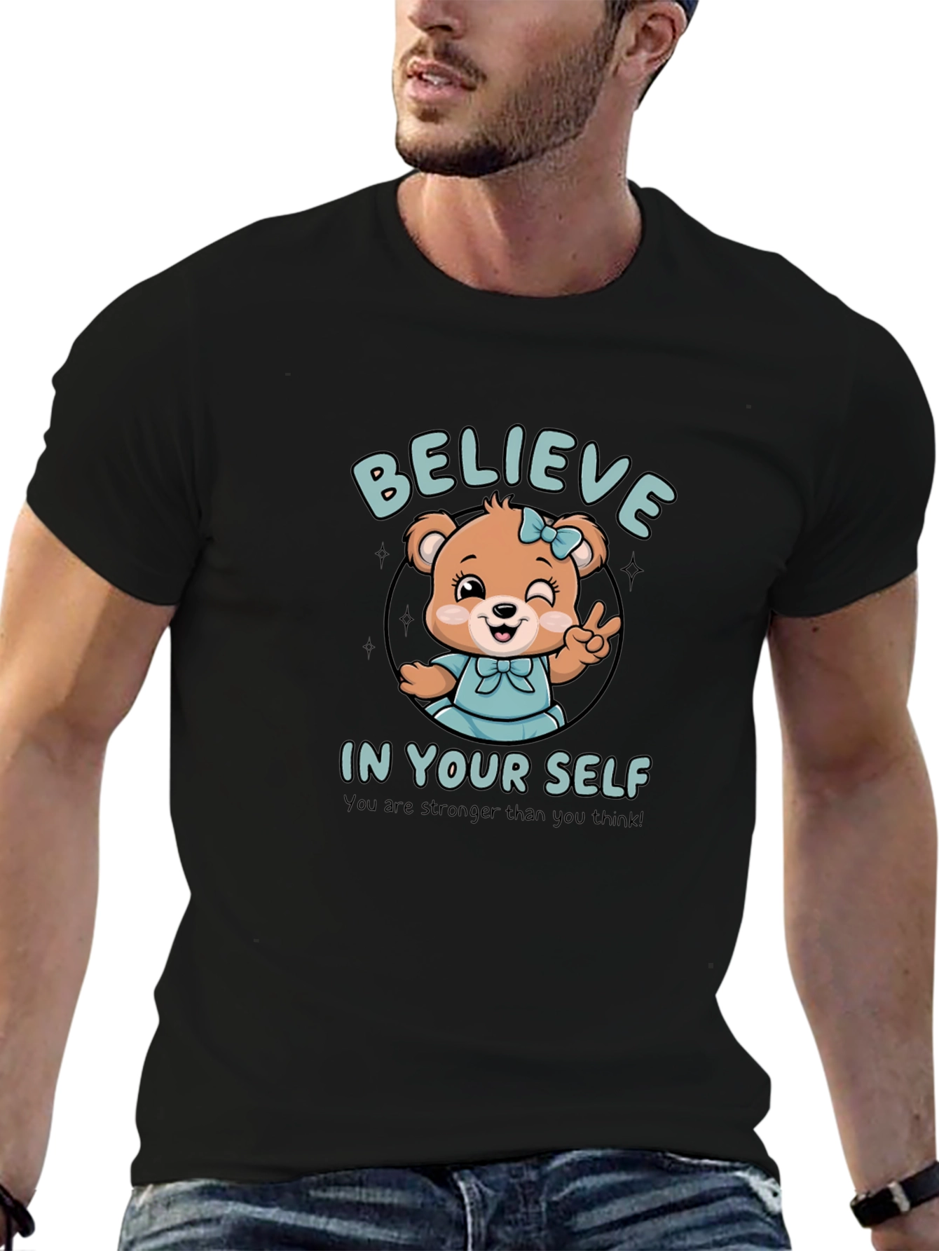 Believe In Yourself Bear Graphic T-Shirt