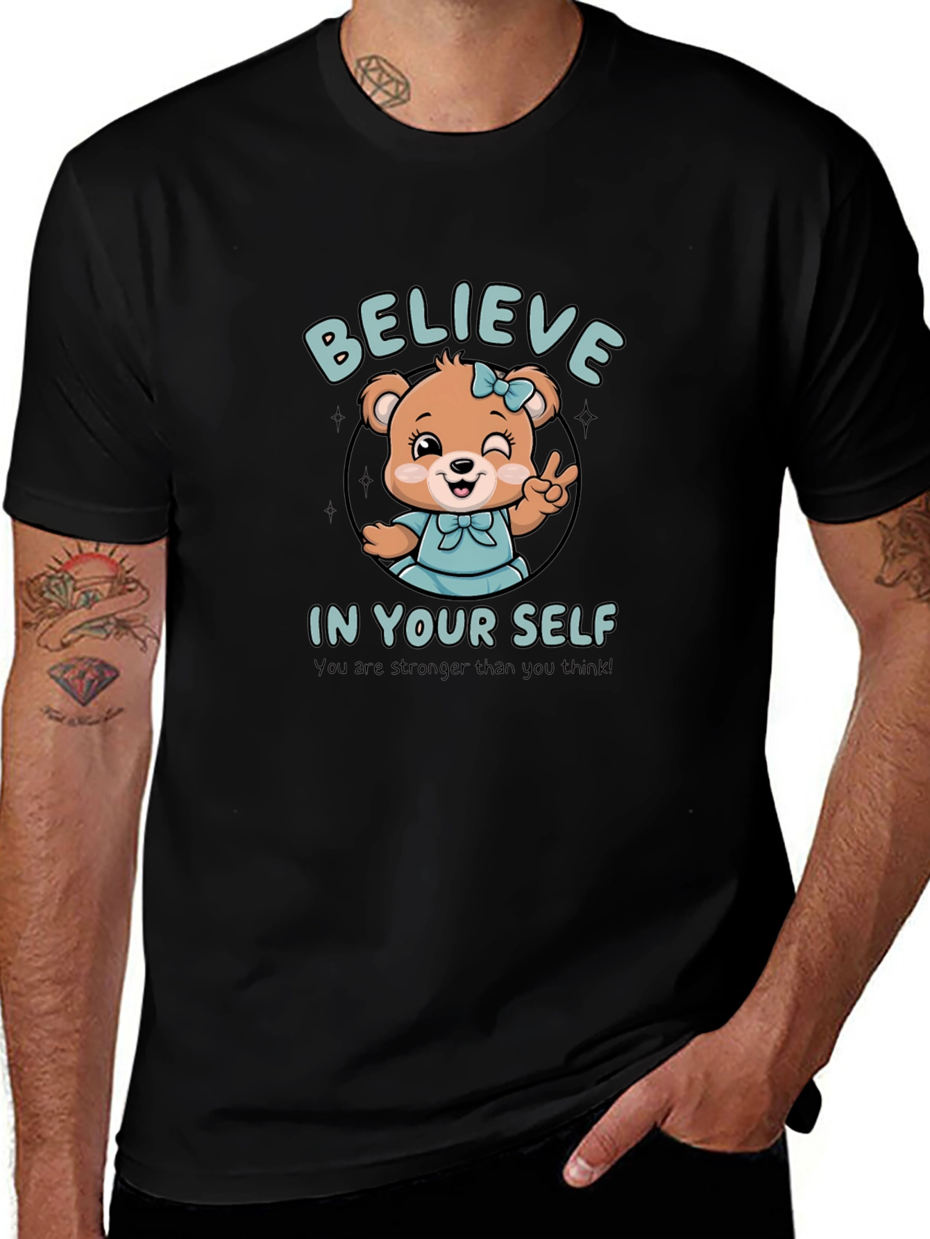 Believe In Yourself Bear Graphic T-Shirt