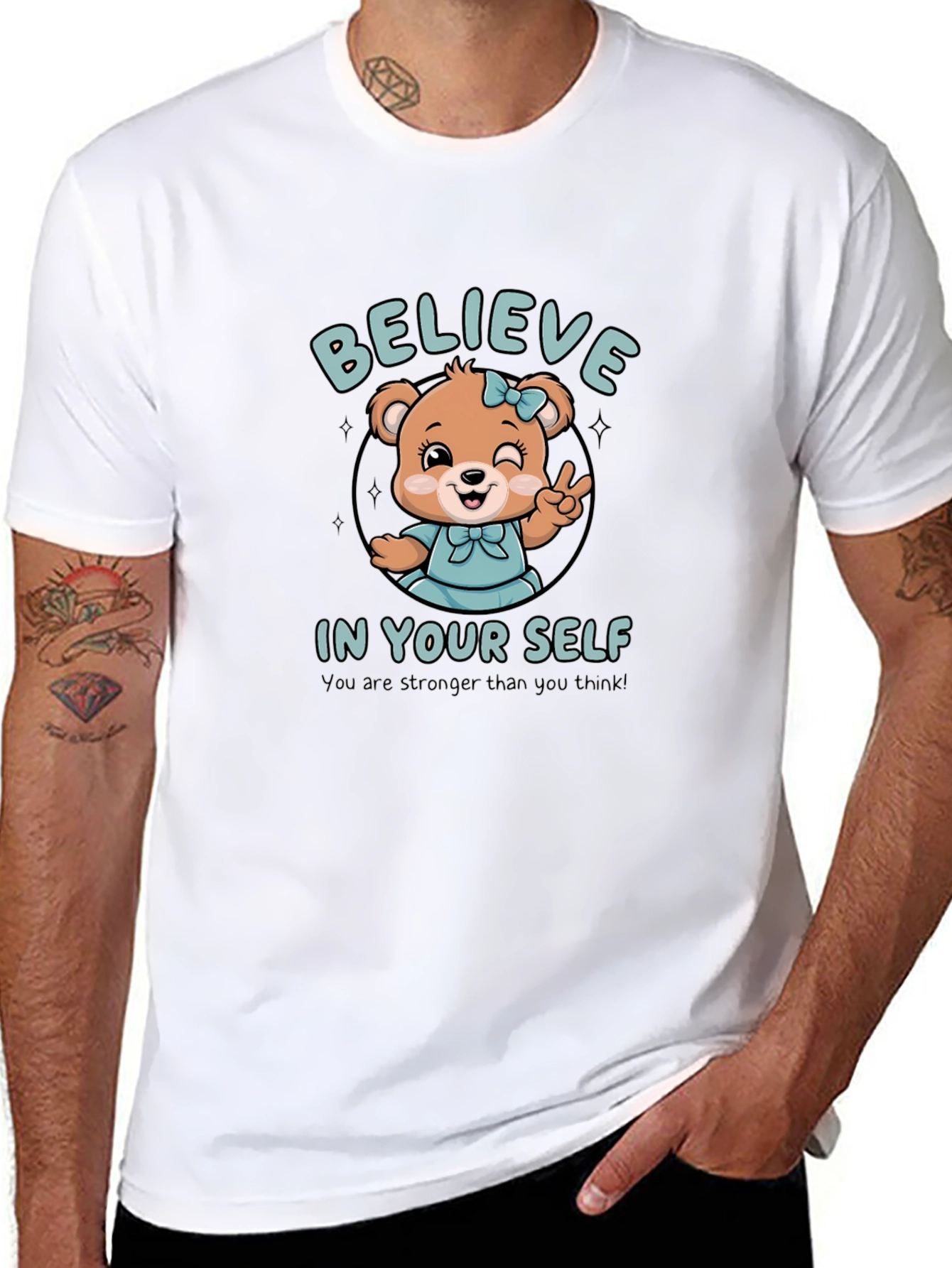 Believe In Yourself Bear Graphic T-Shirt