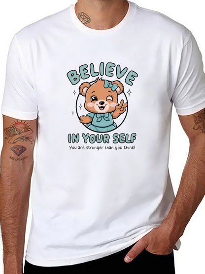 Believe In Yourself Bear Graphic T-Shirt