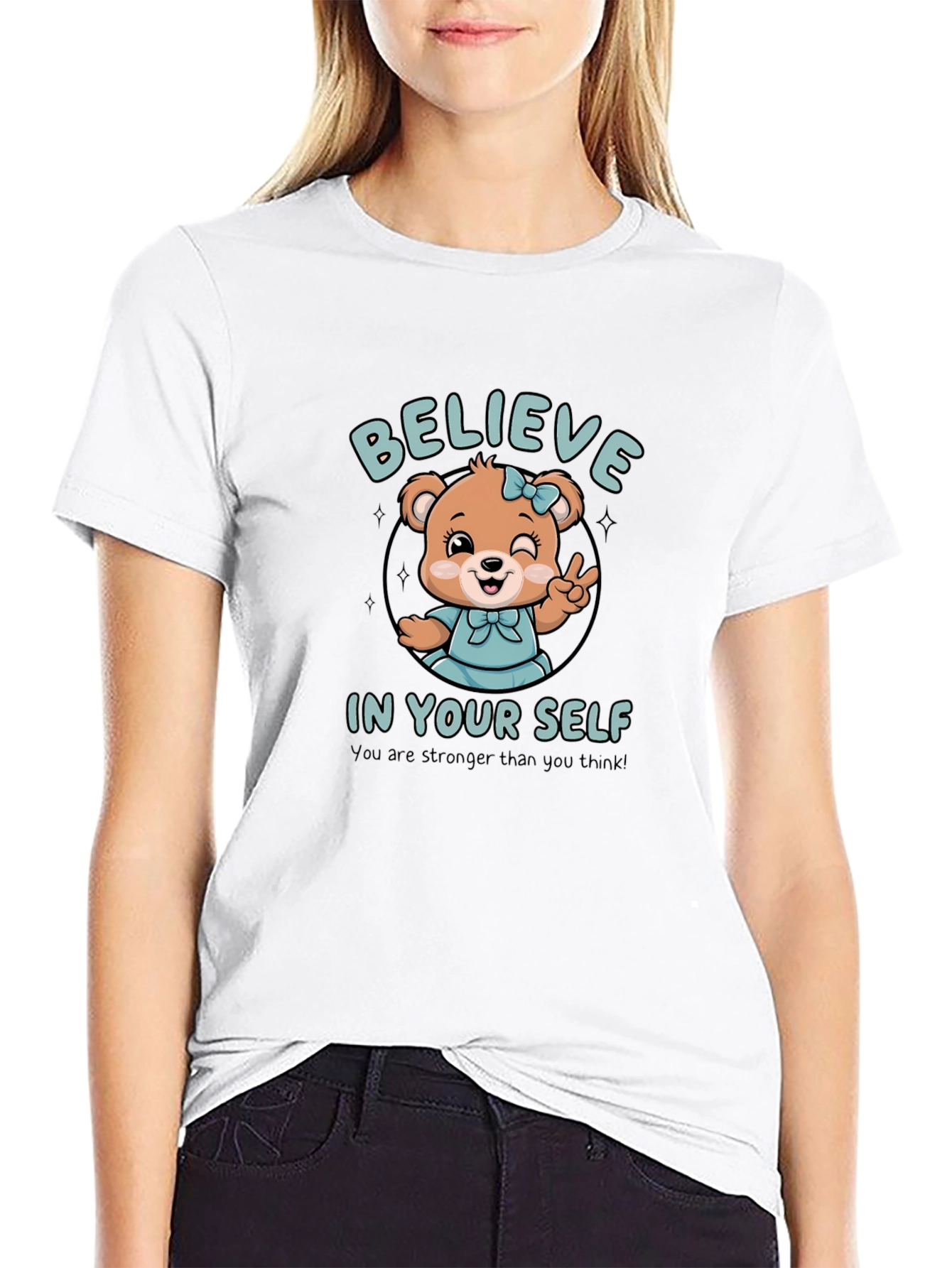 Believe In Yourself Bear Graphic T-Shirt