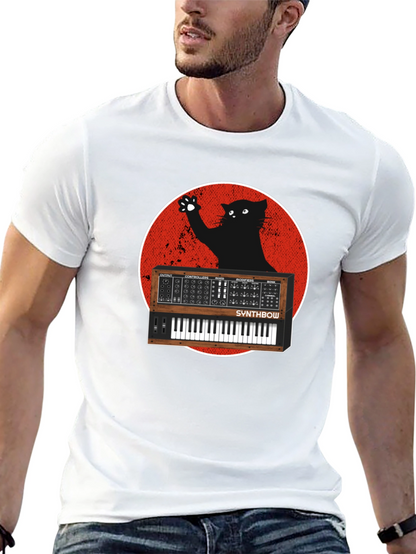 Synth Cat Graphic T-Shirt - Black