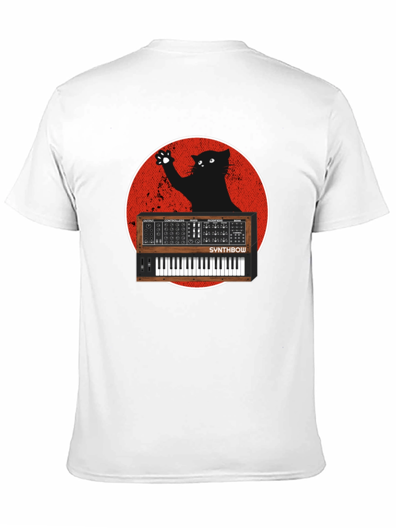 Synth Cat Graphic T-Shirt - Black