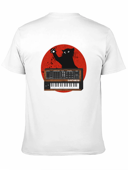 Synth Cat Graphic T-Shirt - Black