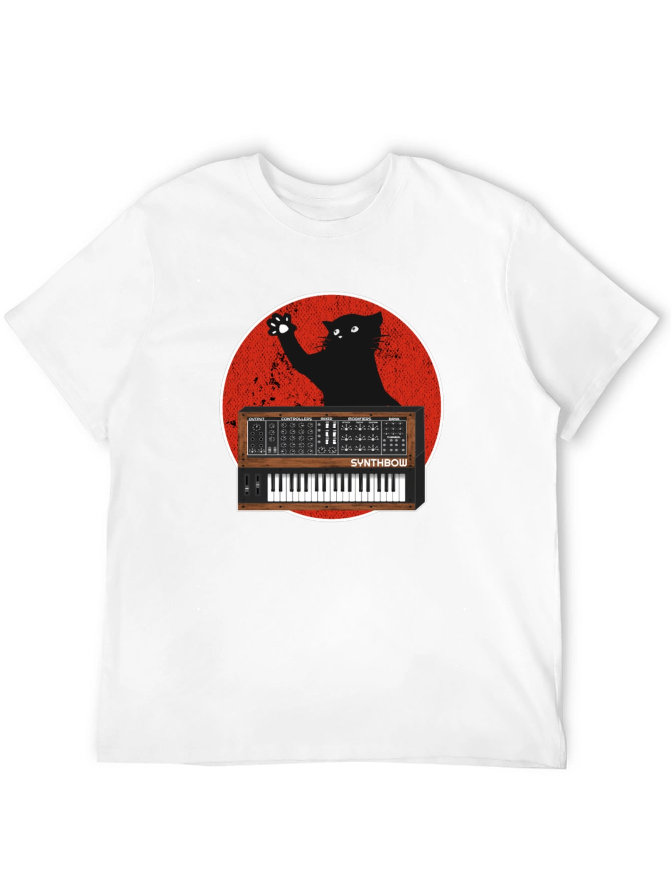 Synth Cat Graphic T-Shirt - Black
