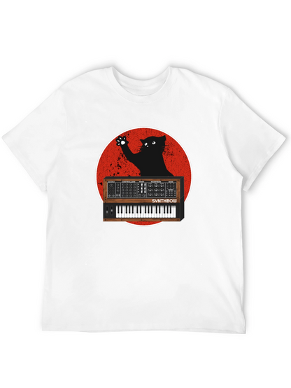 Synth Cat Graphic T-Shirt - Black